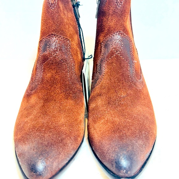 Frye Reed Women’s Suede Western Ankle Boots, Dark Brown, Size 7.5 - Picture 7 of 16